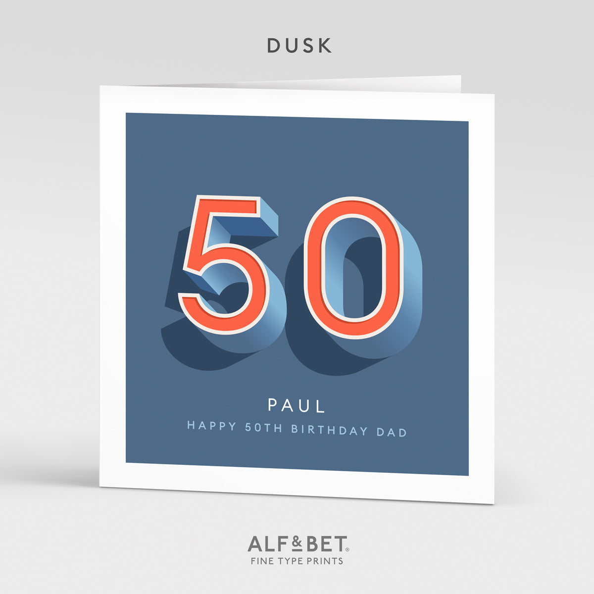 Personalised 50th Birthday Card from Alf and Bet.