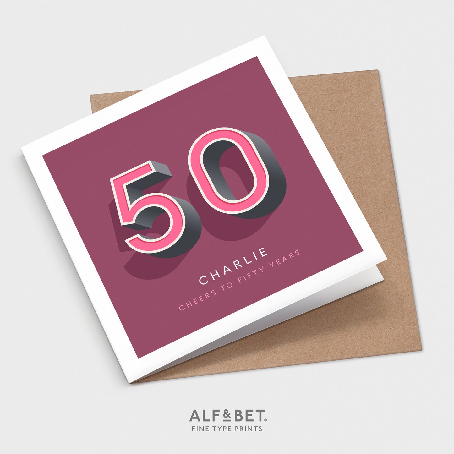 Personalised 50th Birthday Card from Alf and Bet.