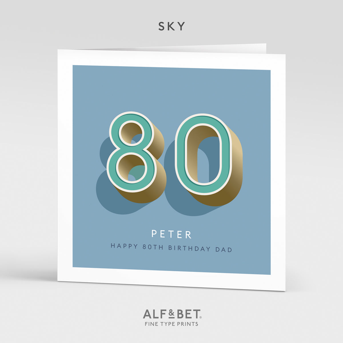 Personalised 80th Birthday Card from Alf and Bet.