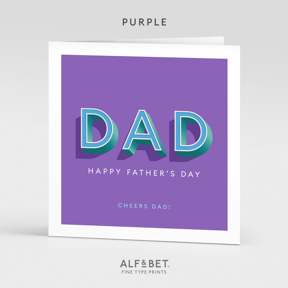 A personalised Father’s Day card for Dad in Purple from Alf and Bet Prints