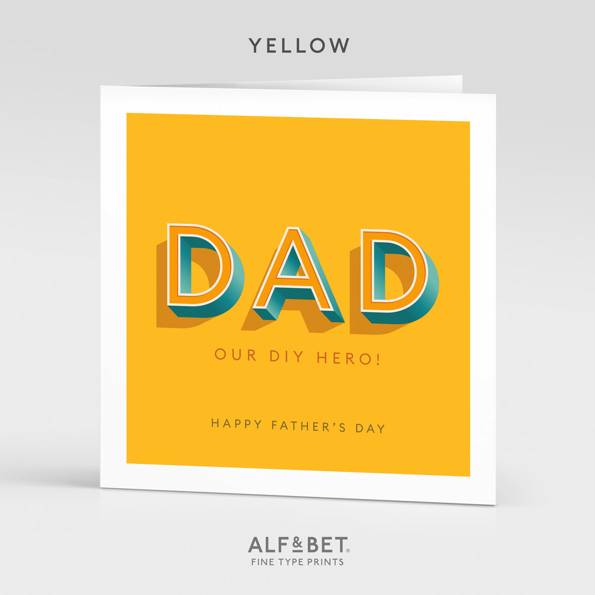 A personalised Father’s Day card for Dad in Yellow from Alf and Bet Prints