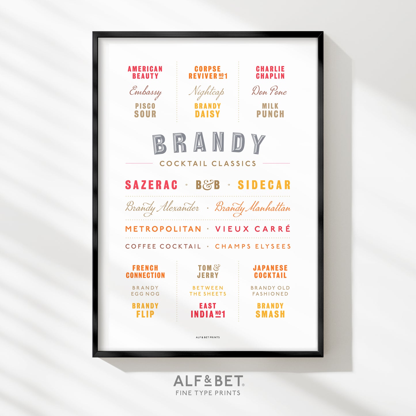 Cocktail Classics - Brandy Print from Alf and Bet.