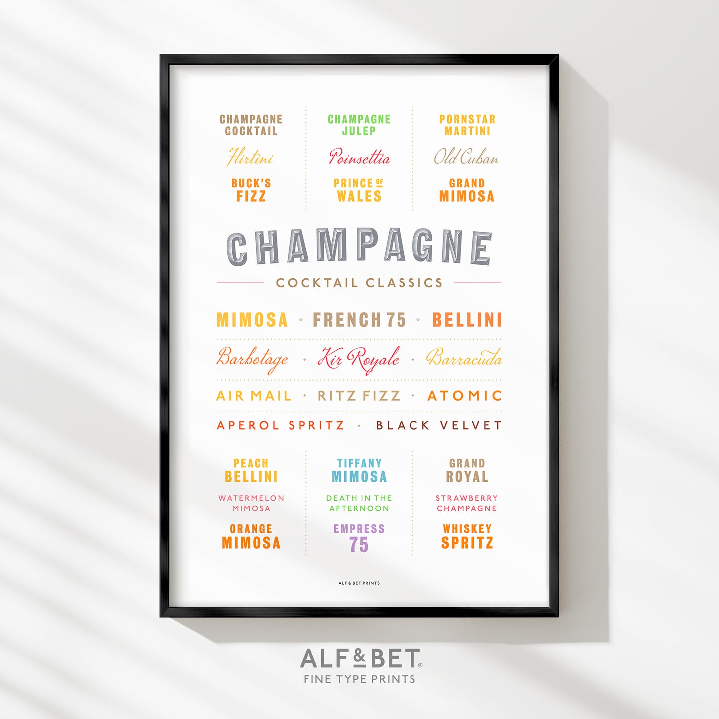 Cocktail Classics - Champagne Print from Alf and Bet.
