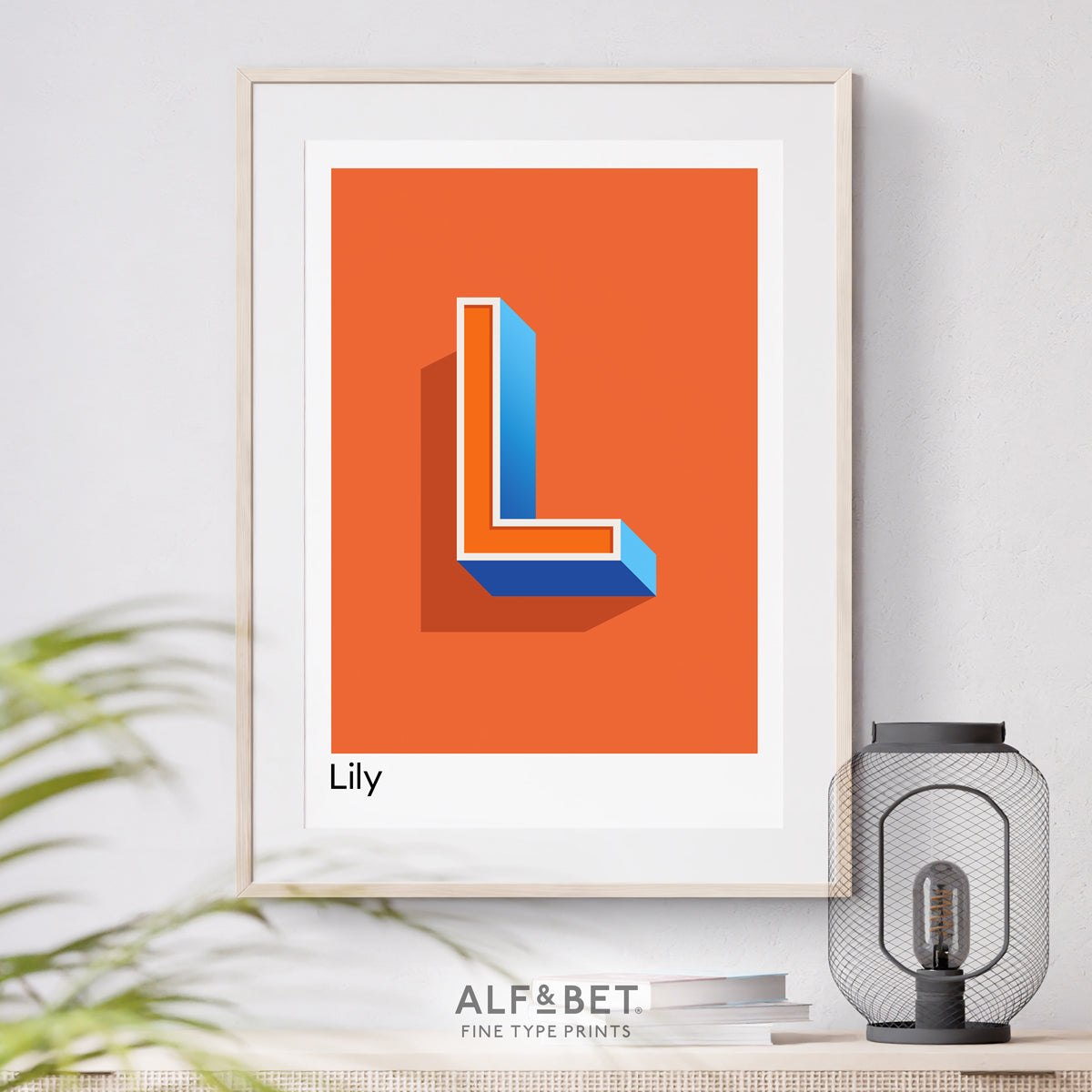 Brick Orange Personalised Name and Letter Print of L