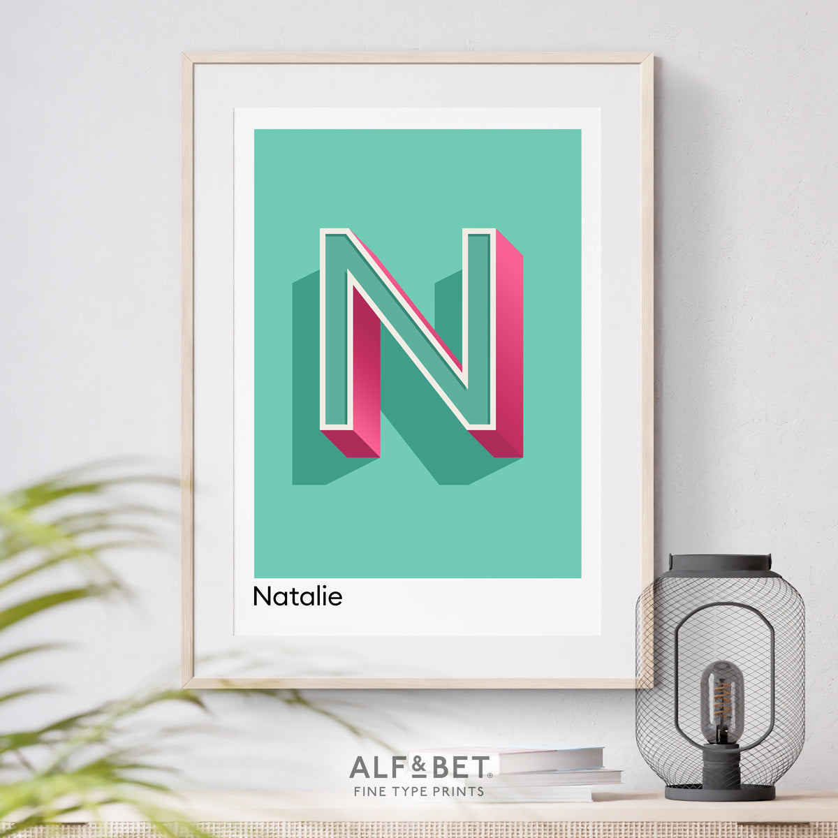 Mint Green Personalised Name and Letter Print Natalie