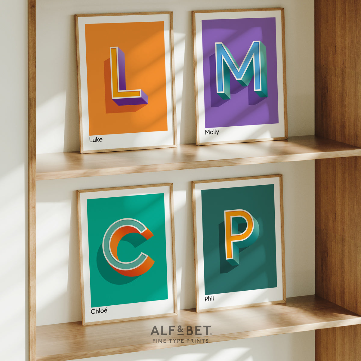 Teal Personalised Name and Letter Prints