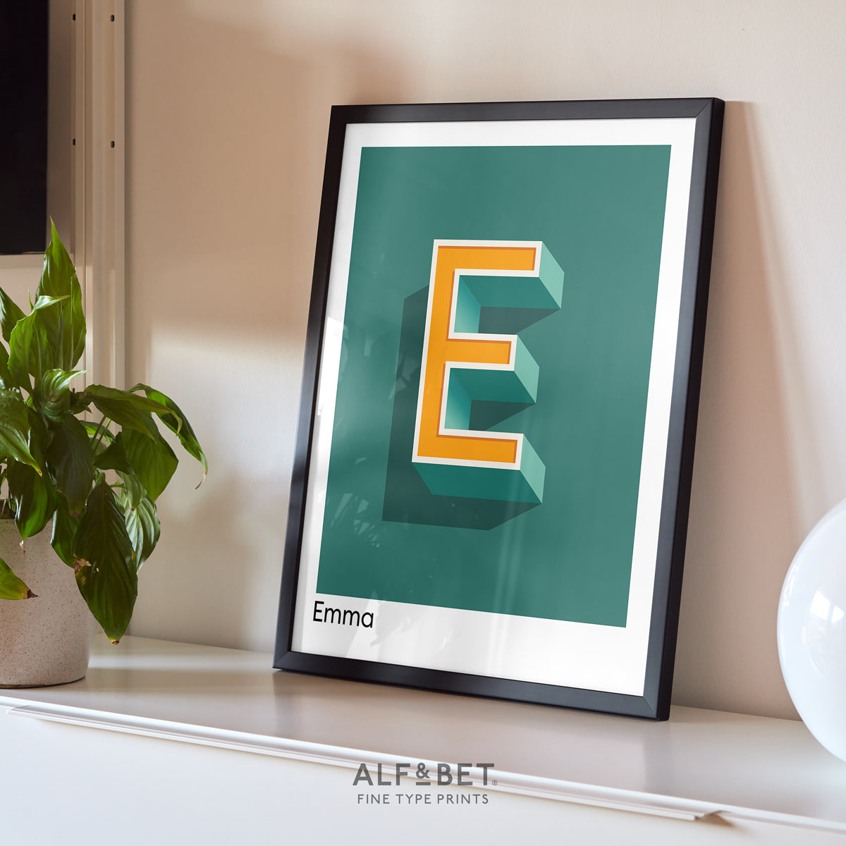 Teal Personalised Name and Letter Print