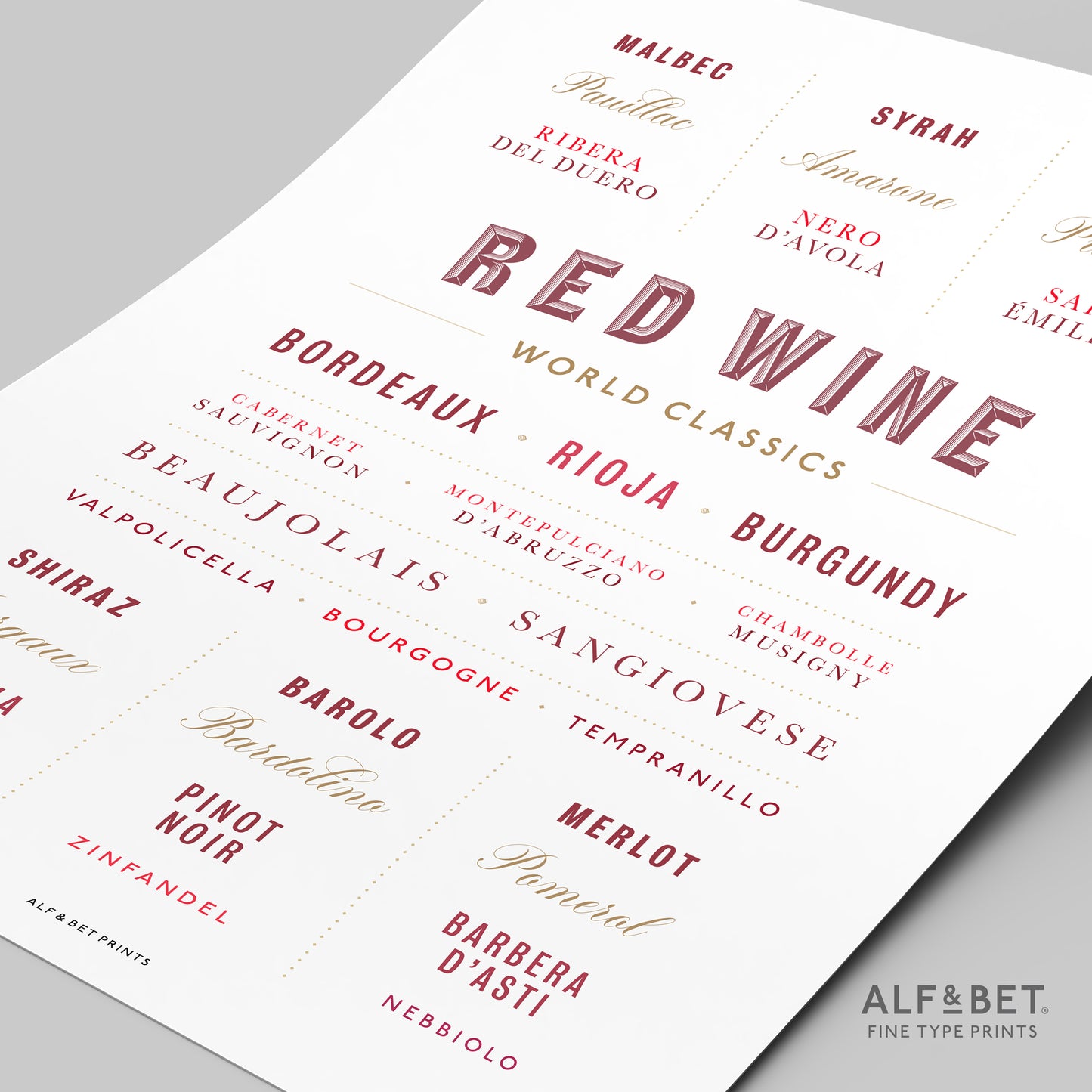 World Classics - Red Wine Print from Alf and Bet