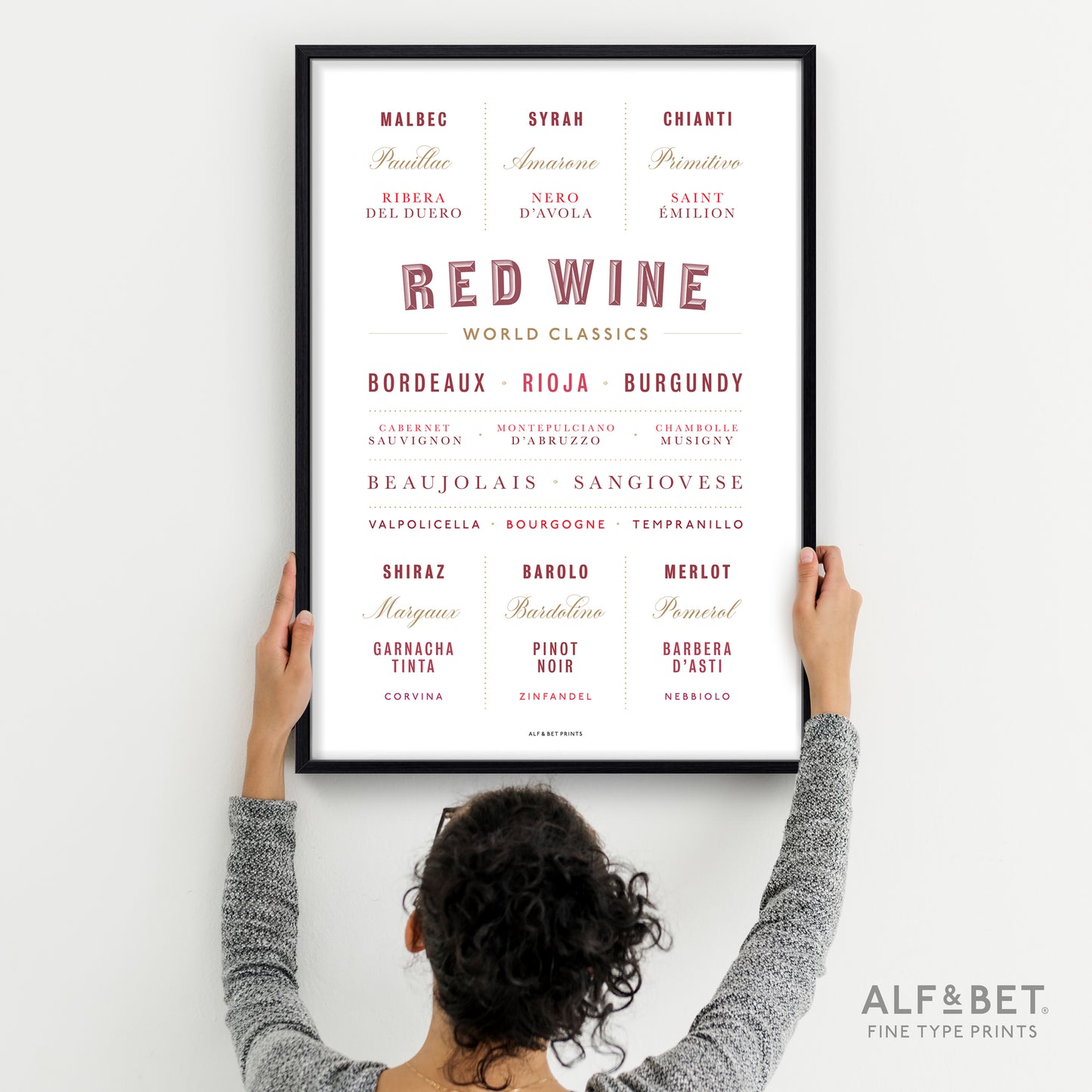 World Classics - Red Wine Print from Alf and Bet