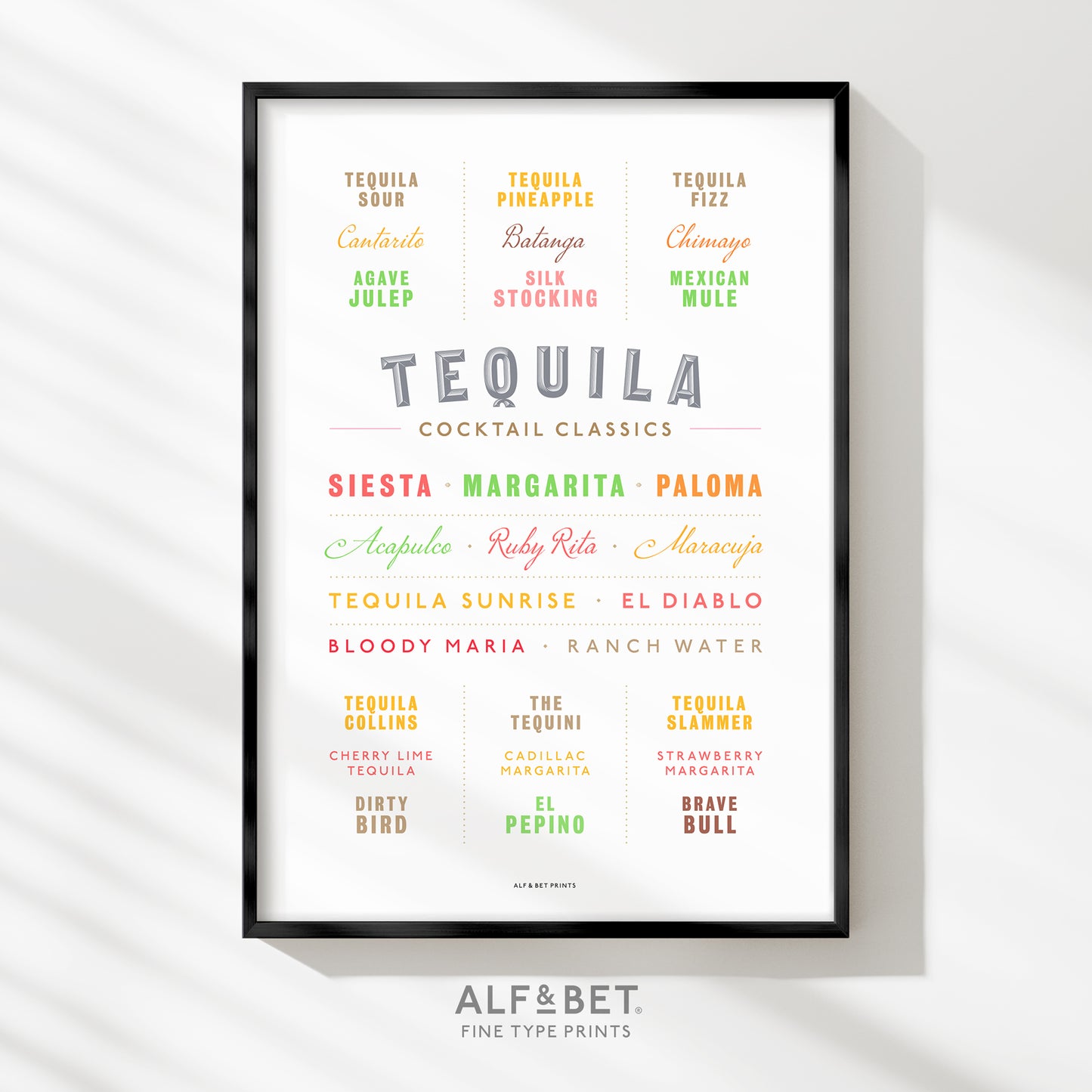 Cocktail Classics - Tequila Print from Alf and Bet.