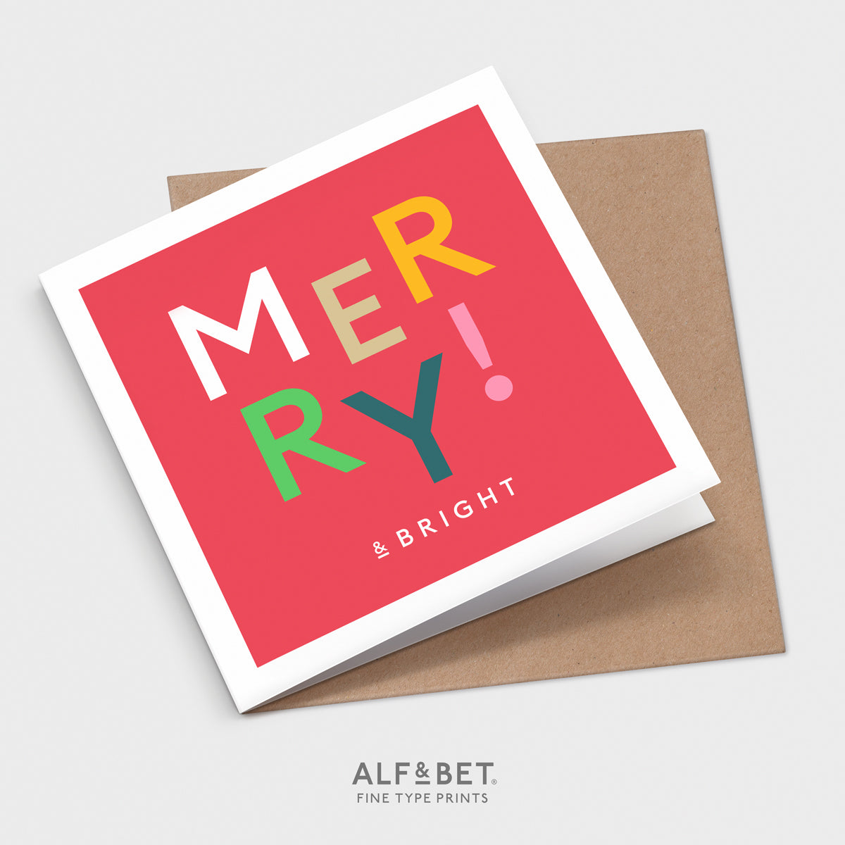 Merry & Bright Christmas Greeting Card from Alf and Bet.