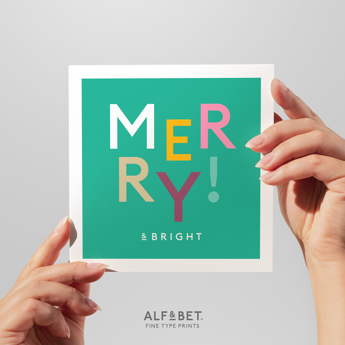 Merry & Bright Christmas Greeting Card from Alf and Bet.