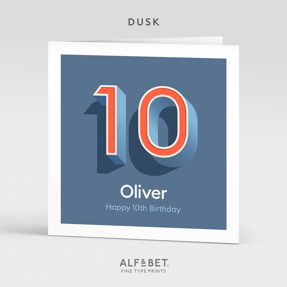 A personalised 10th birthday card from Alf and Bet.