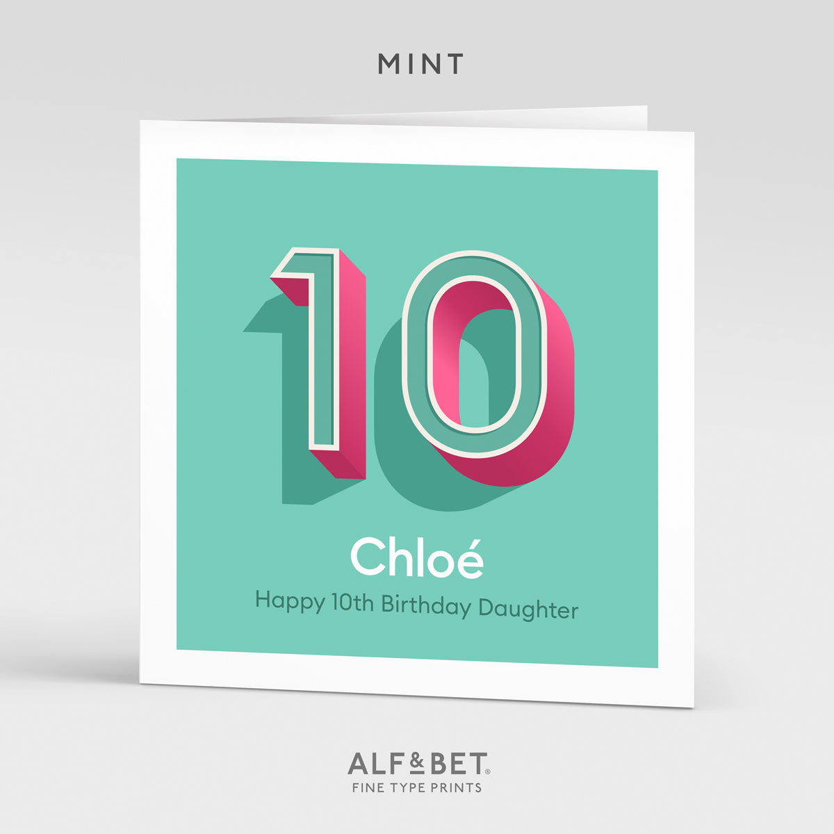 A mint personalised tenth birthday card from Alf and Bet.