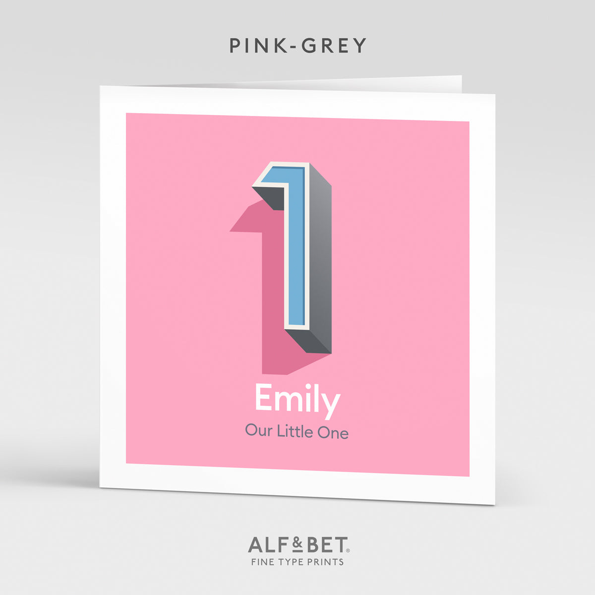 A pink personalised 1st birthday card from Alf and Bet.