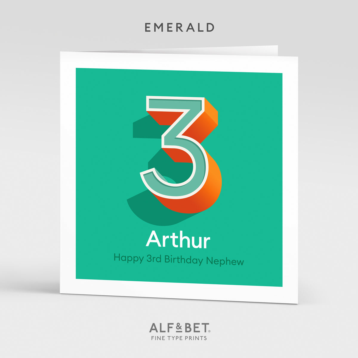 A colourful Personalised 3rd Birthday Card from Alf and Bet.