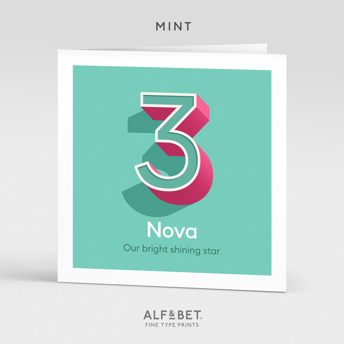 A colourful Personalised 3rd Birthday Card from Alf and Bet.