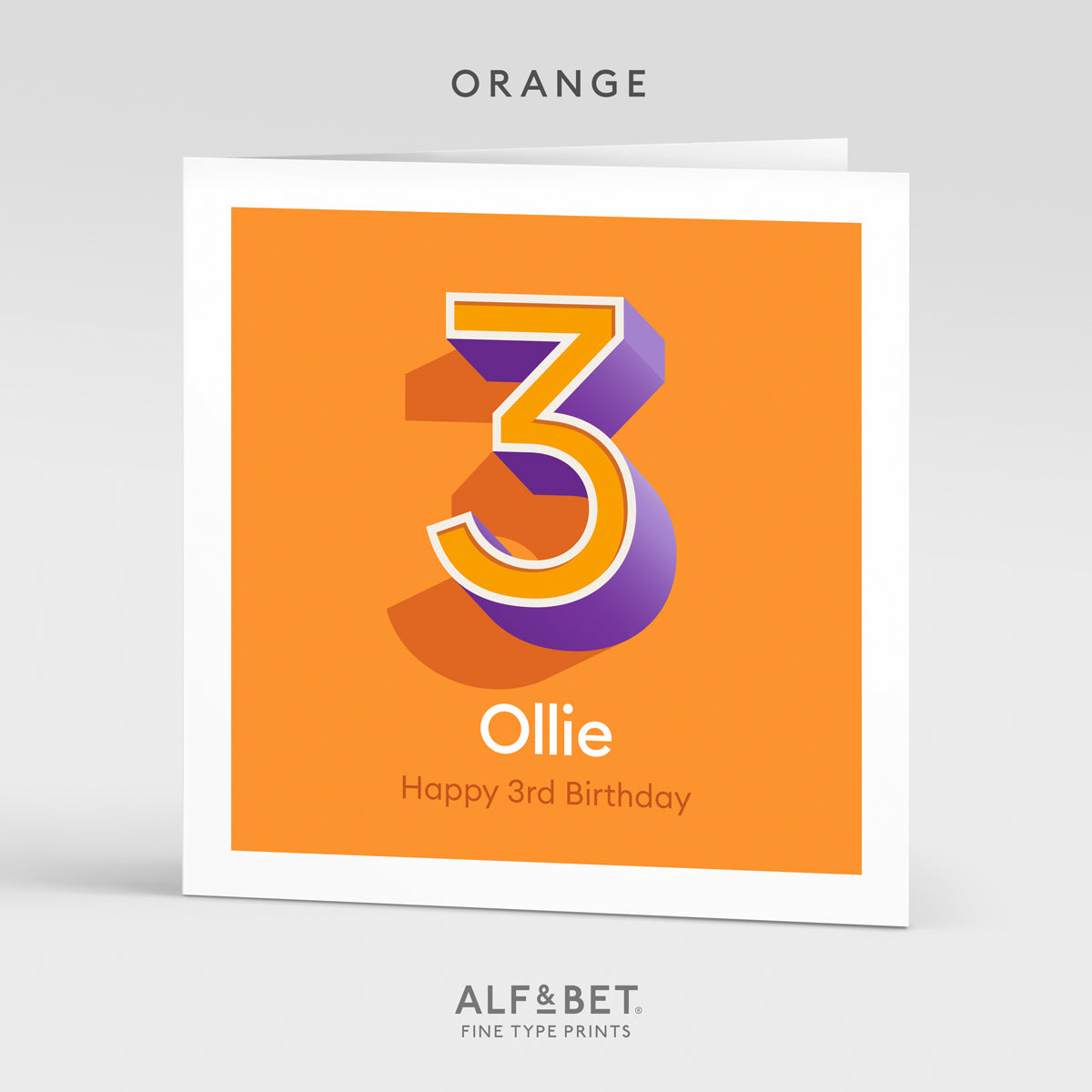 A colourful Personalised 3rd Birthday Card from Alf and Bet.