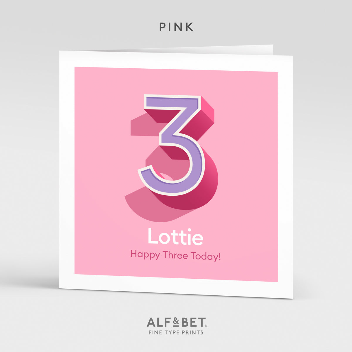 A colourful Personalised 3rd Birthday Card from Alf and Bet.