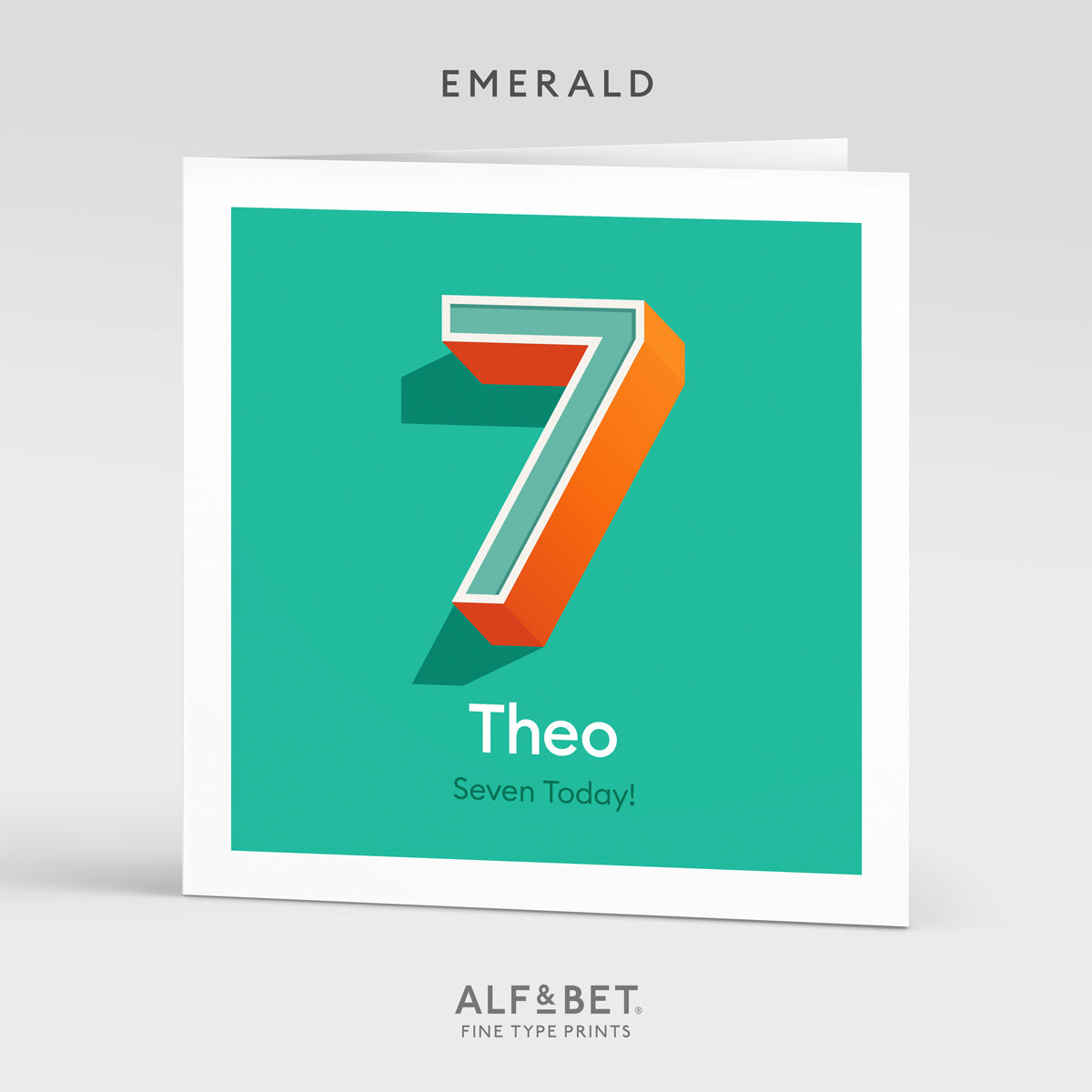 A colourful Personalised 7th Birthday Card from Alf and Bet.