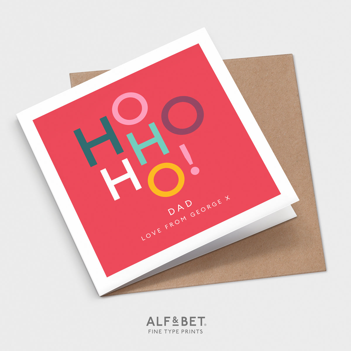 Personalised Christmas Card - Ho Ho Ho! from Alf and Bet.