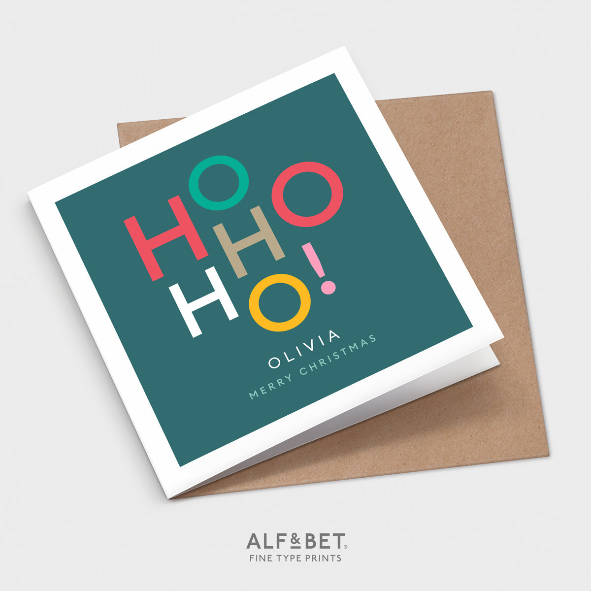 Personalised Christmas Card - Ho Ho Ho! from Alf and Bet.