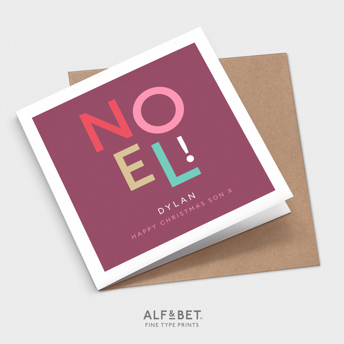 Personalised Christmas Greeting Card - Noel from Alf and Bet.