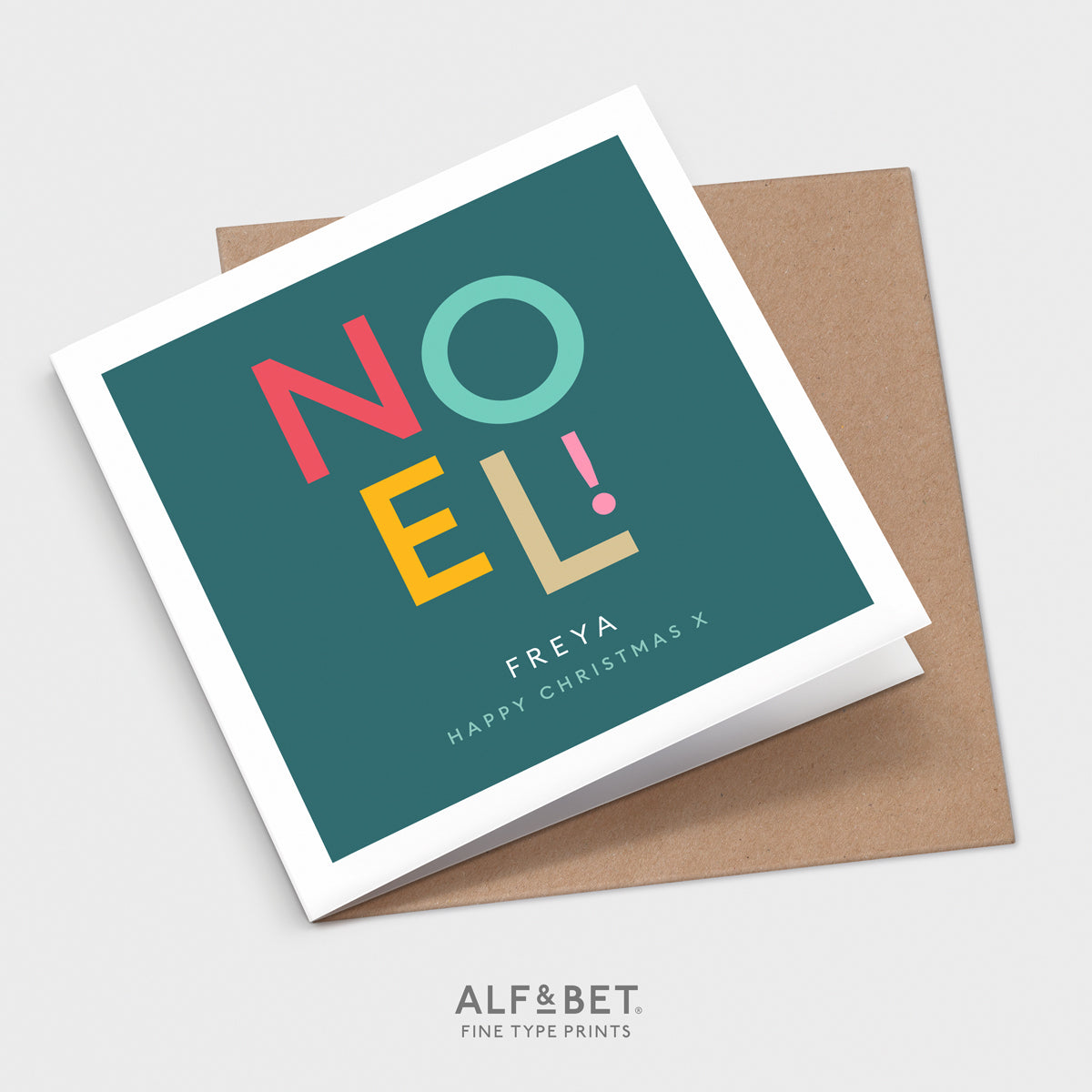 Personalised Christmas Greeting Card - Noel from Alf and Bet.