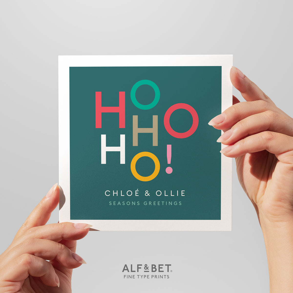Personalised Christmas Card - Ho Ho Ho! from Alf and Bet.