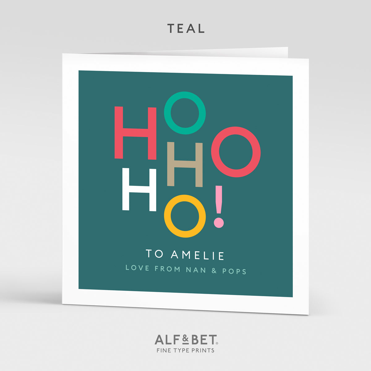 Personalised Christmas Card - Ho Ho Ho! from Alf and Bet.