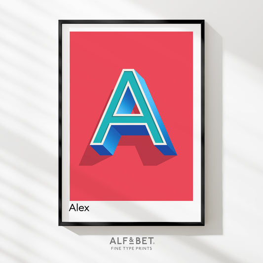 Red Personalised Name and Letter Print