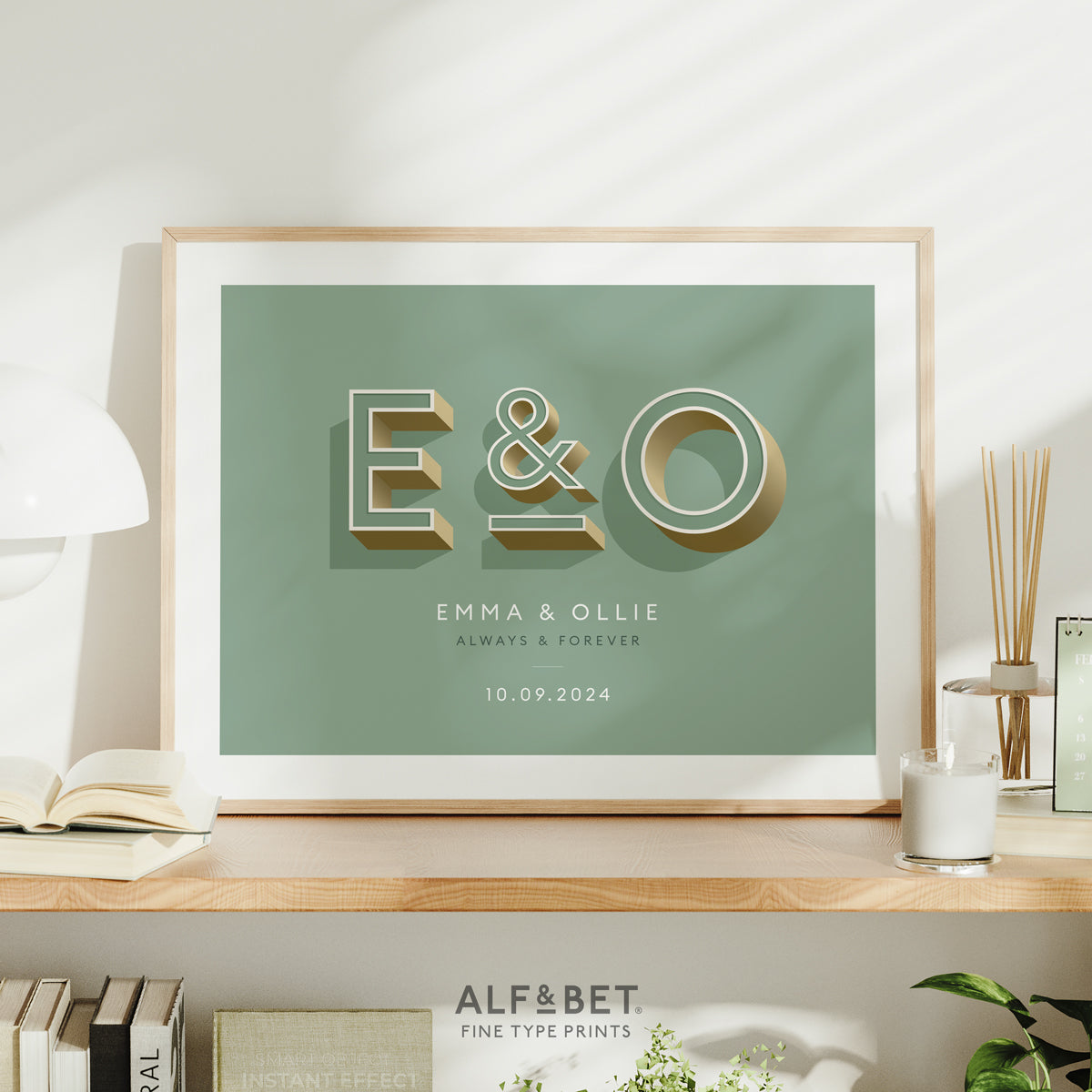 Sage Green Personalised Anniversary Print from Alf and Bet.