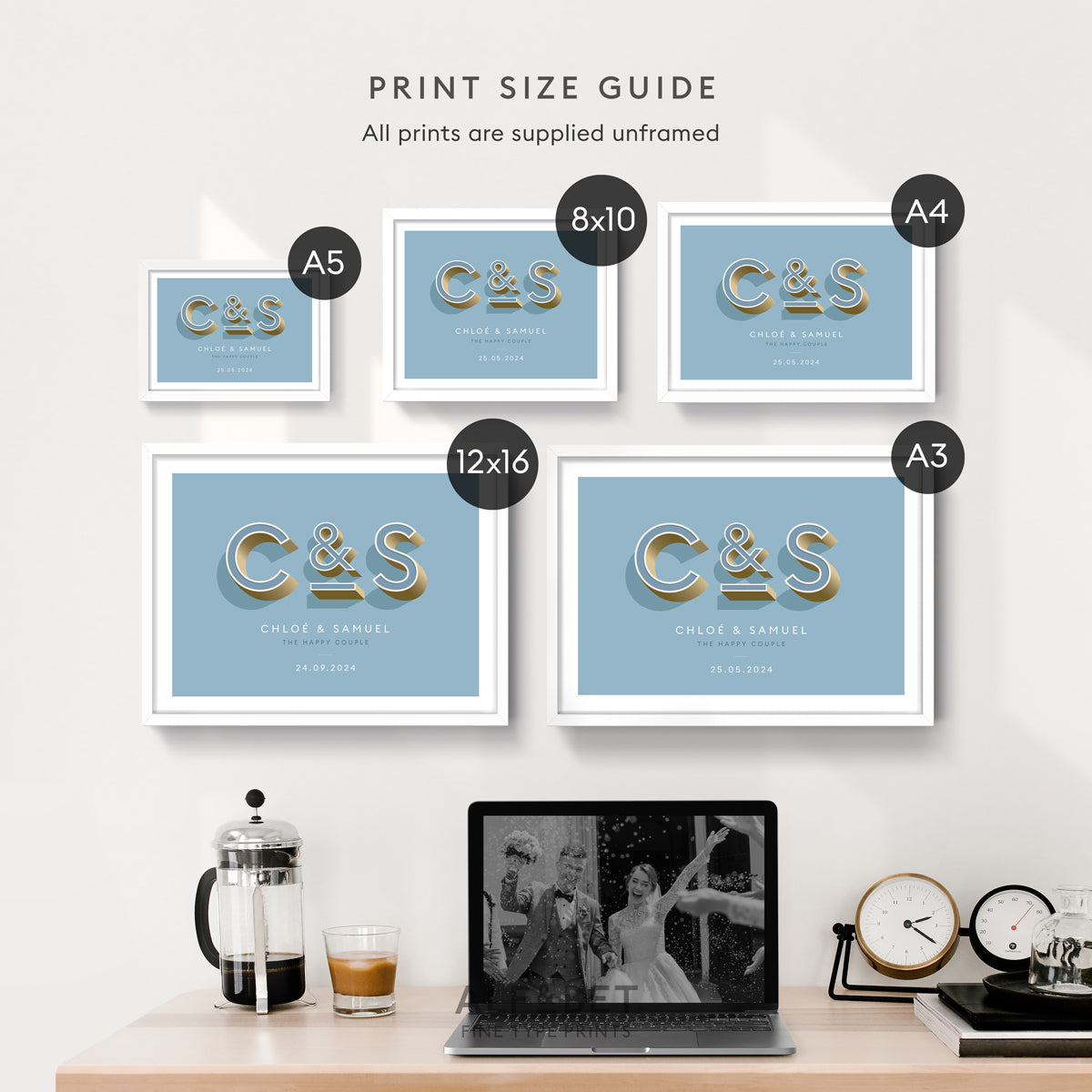 Sky Blue Personalised Engagement Print