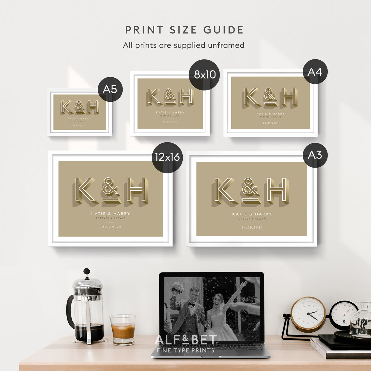 Gold Personalised Valentine’s Day Print