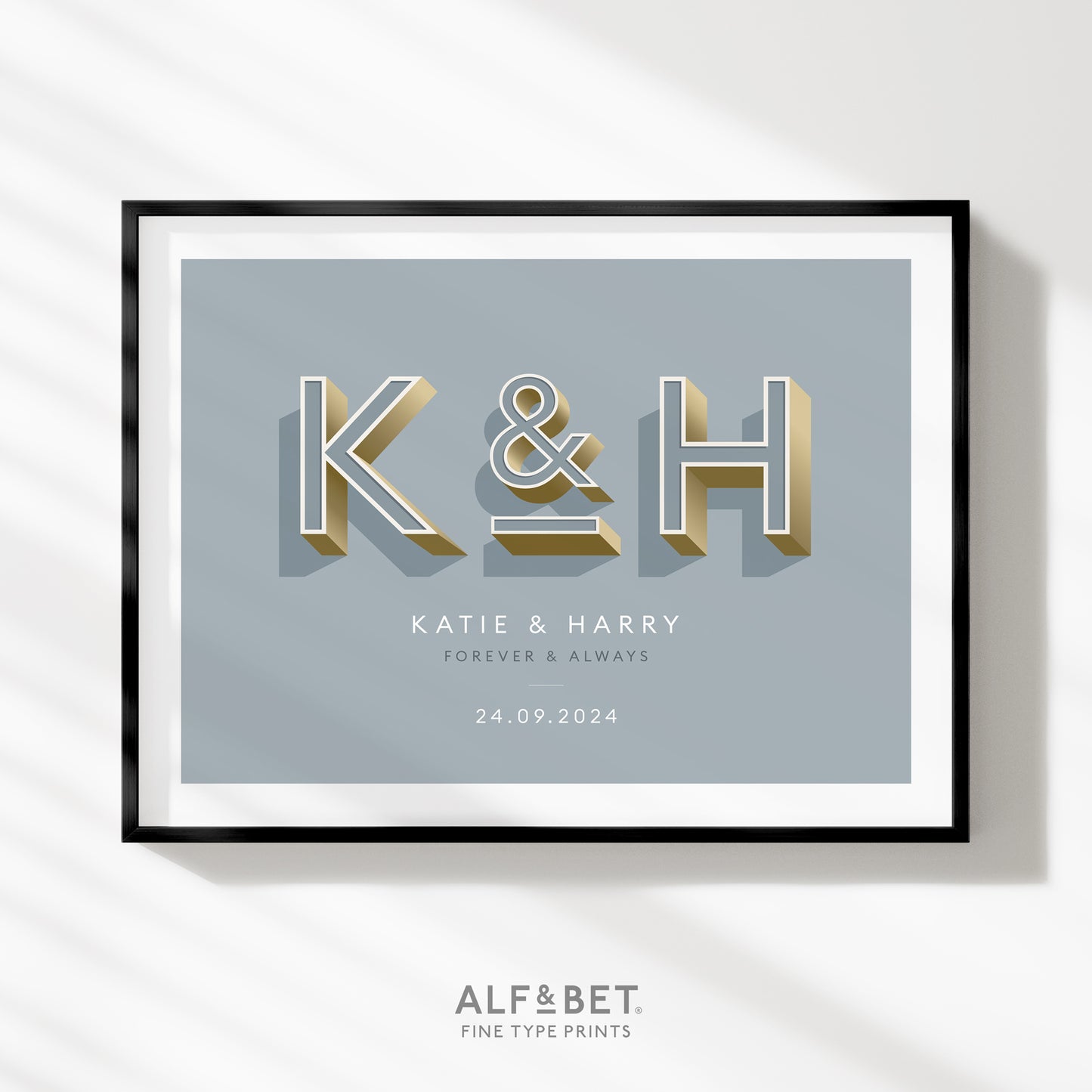 Grey Personalised Wedding Print