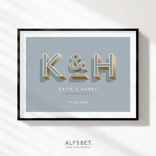 Grey Personalised Wedding Print