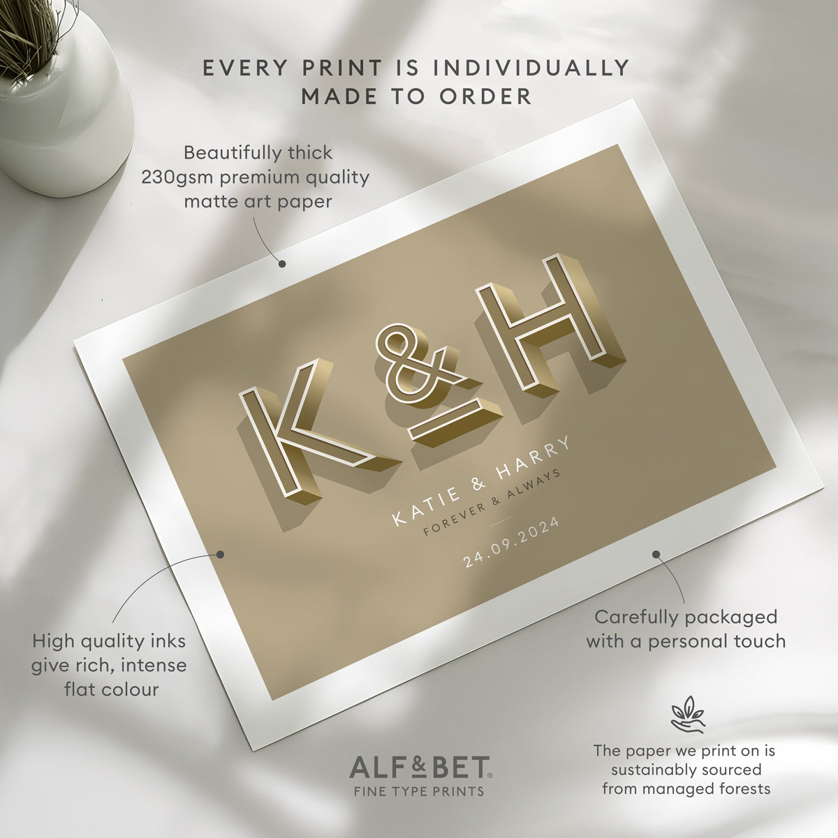 Gold Personalised Valentine’s Day Print