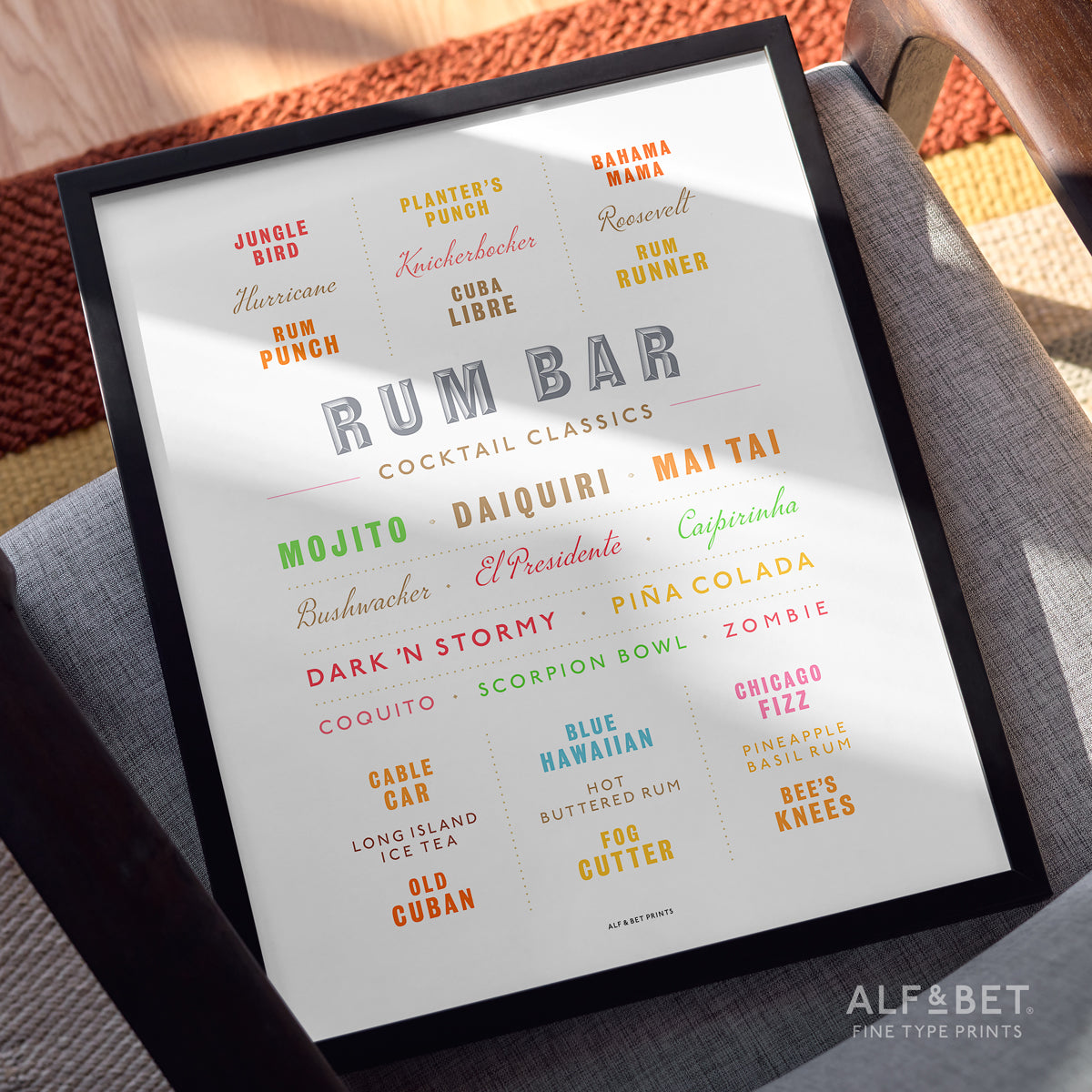 Cocktail Classics - Rum Print from Alf and Bet.