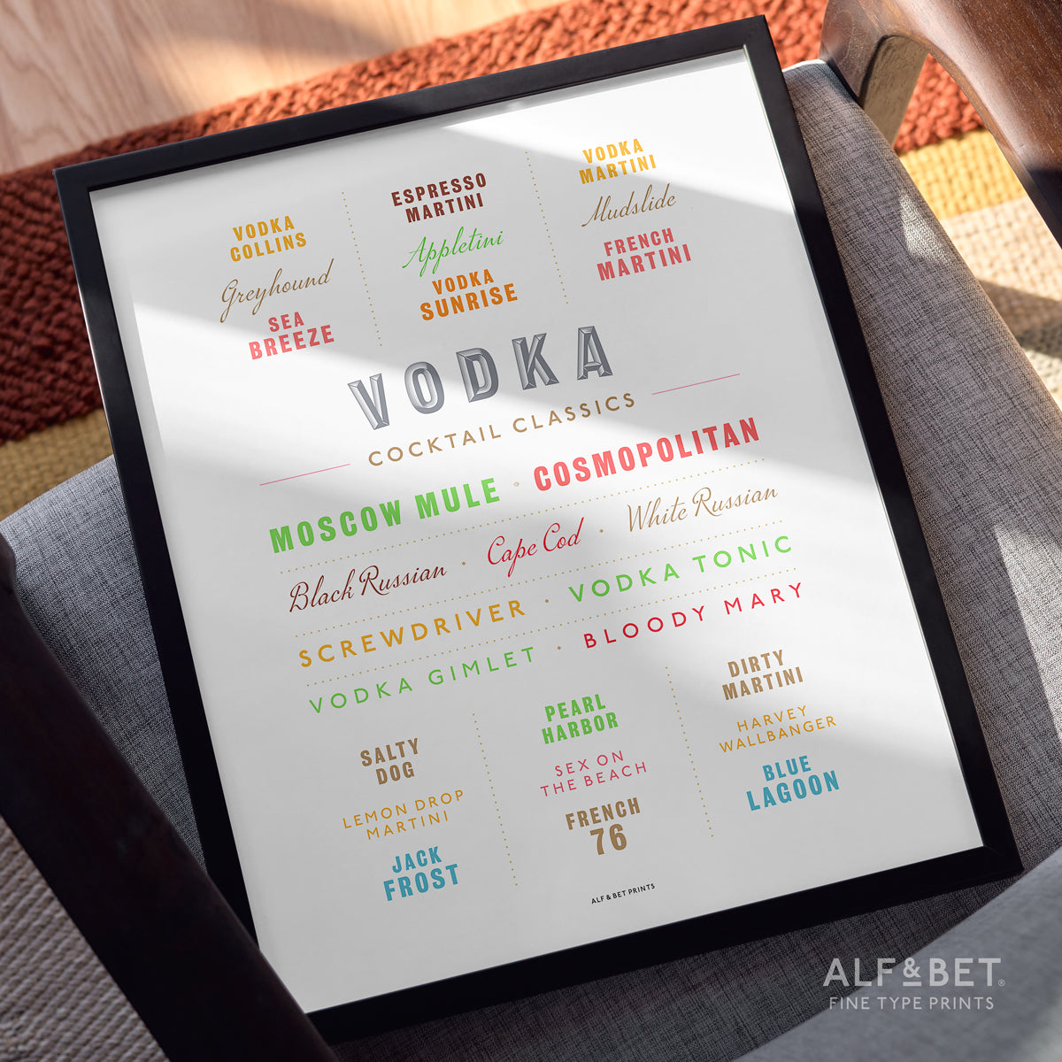 Cocktail Classics - Vodka Print from Alf and Bet.
