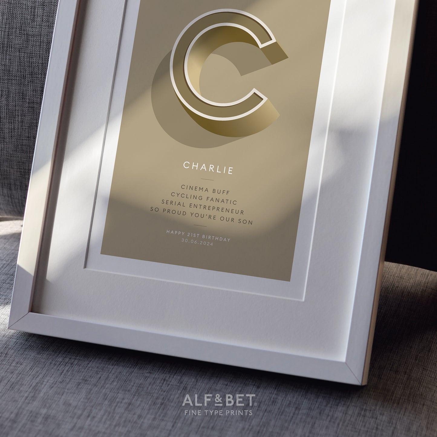 Gold Personalised Retirement Print from Alf and Bet