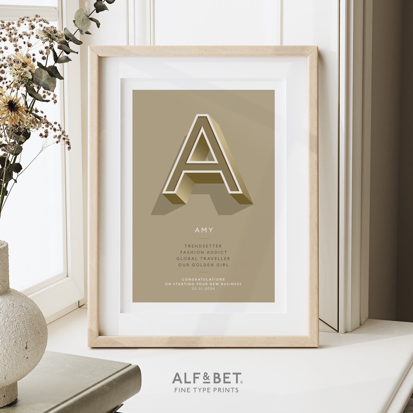Gold Personalised Retirement Print from Alf and Bet