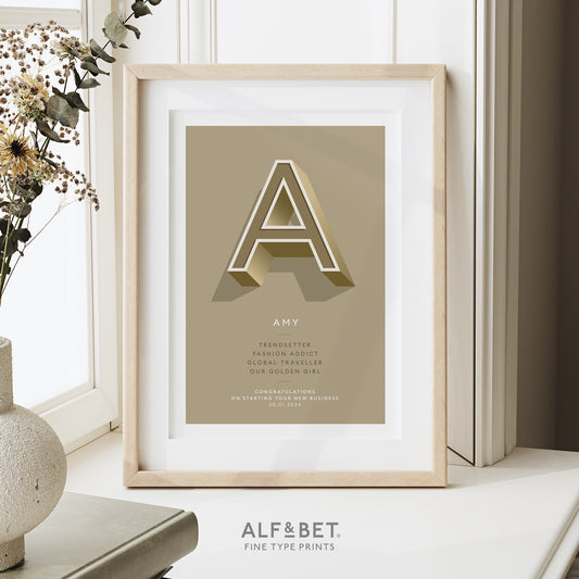 Gold Personalised Retirement Print from Alf and Bet
