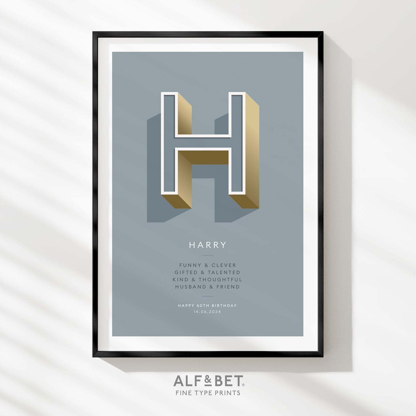Grey Personalised Father’s Day Print from Alf and Bet