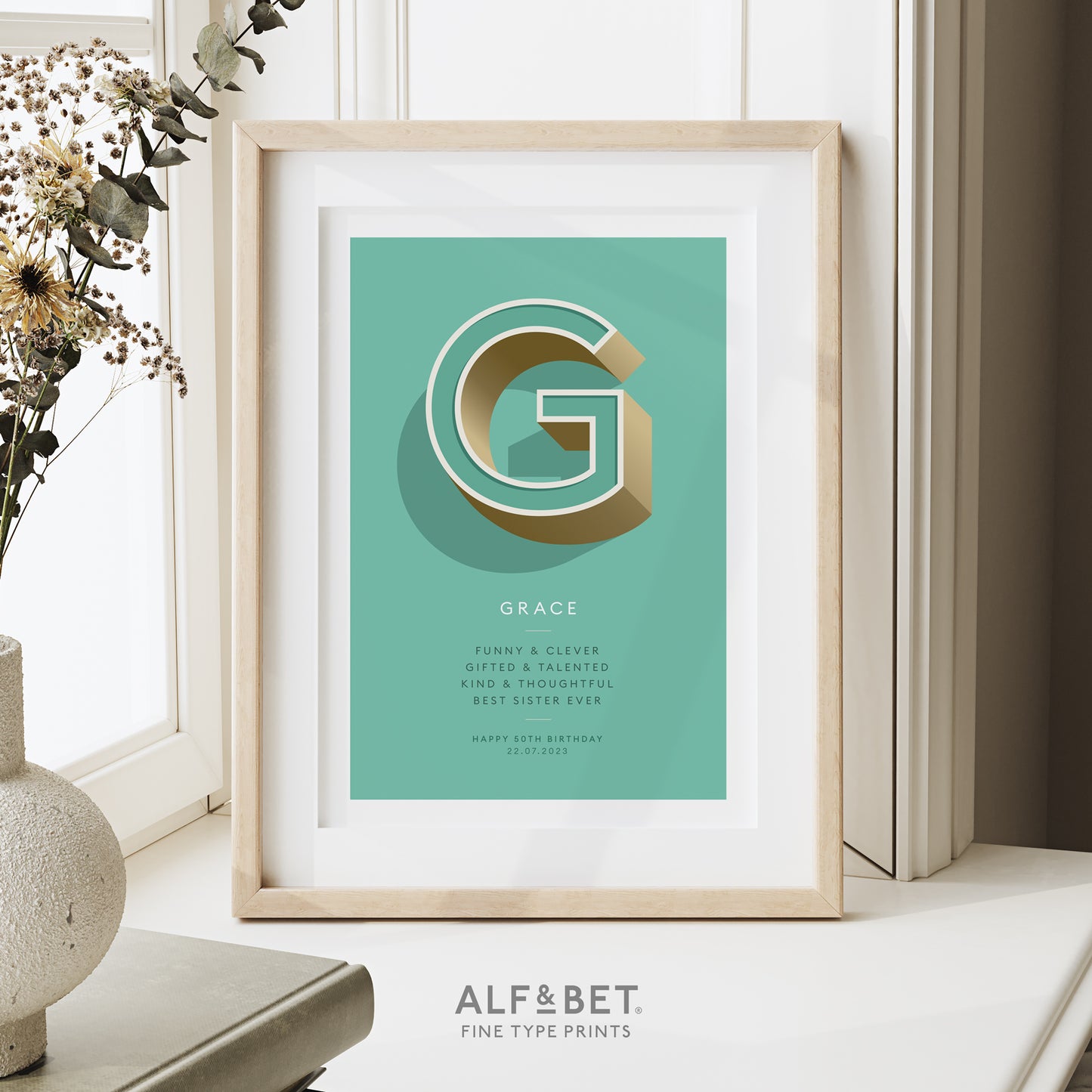 Mint Green Personalised Graduation Print from Alf and Bet