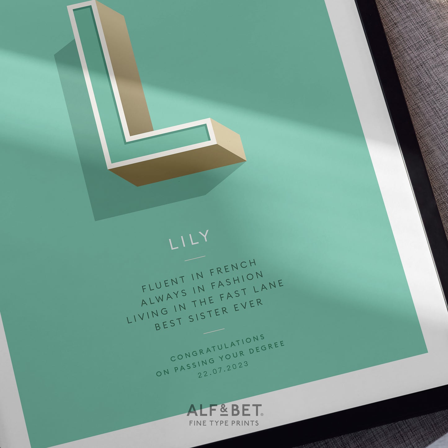 Mint Green Personalised Graduation Print from Alf and Bet