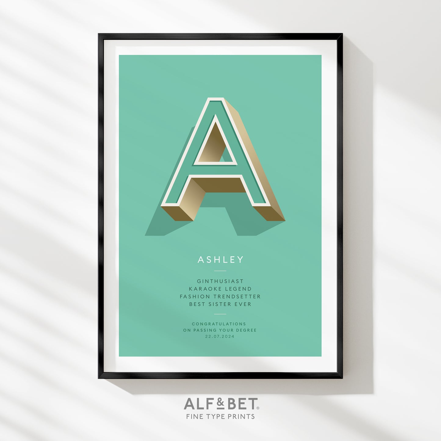 Mint Green Personalised Graduation Print from Alf and Bet