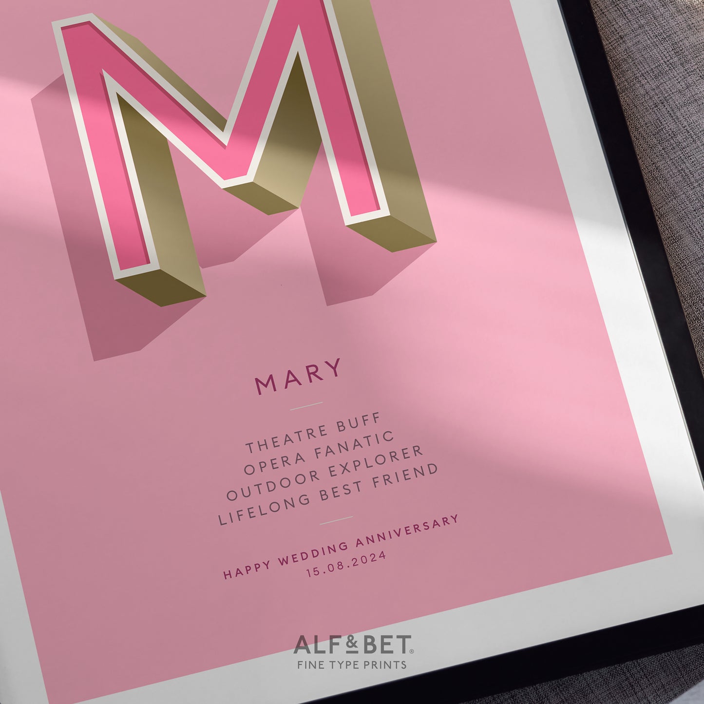 Pink Personalised Bridesmaid Print from Alf and Bet