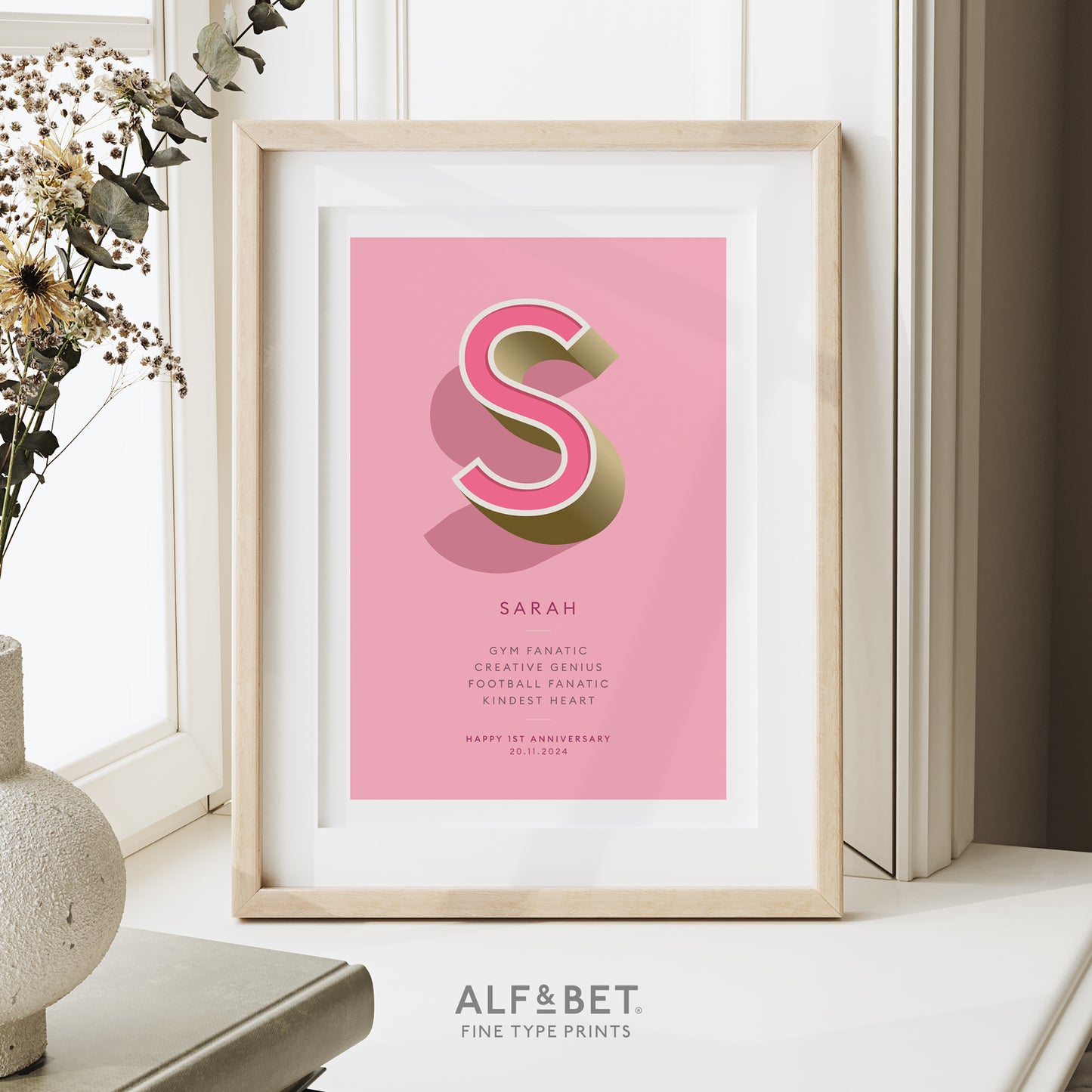 Pink Personalised Bridesmaid Print from Alf and Bet