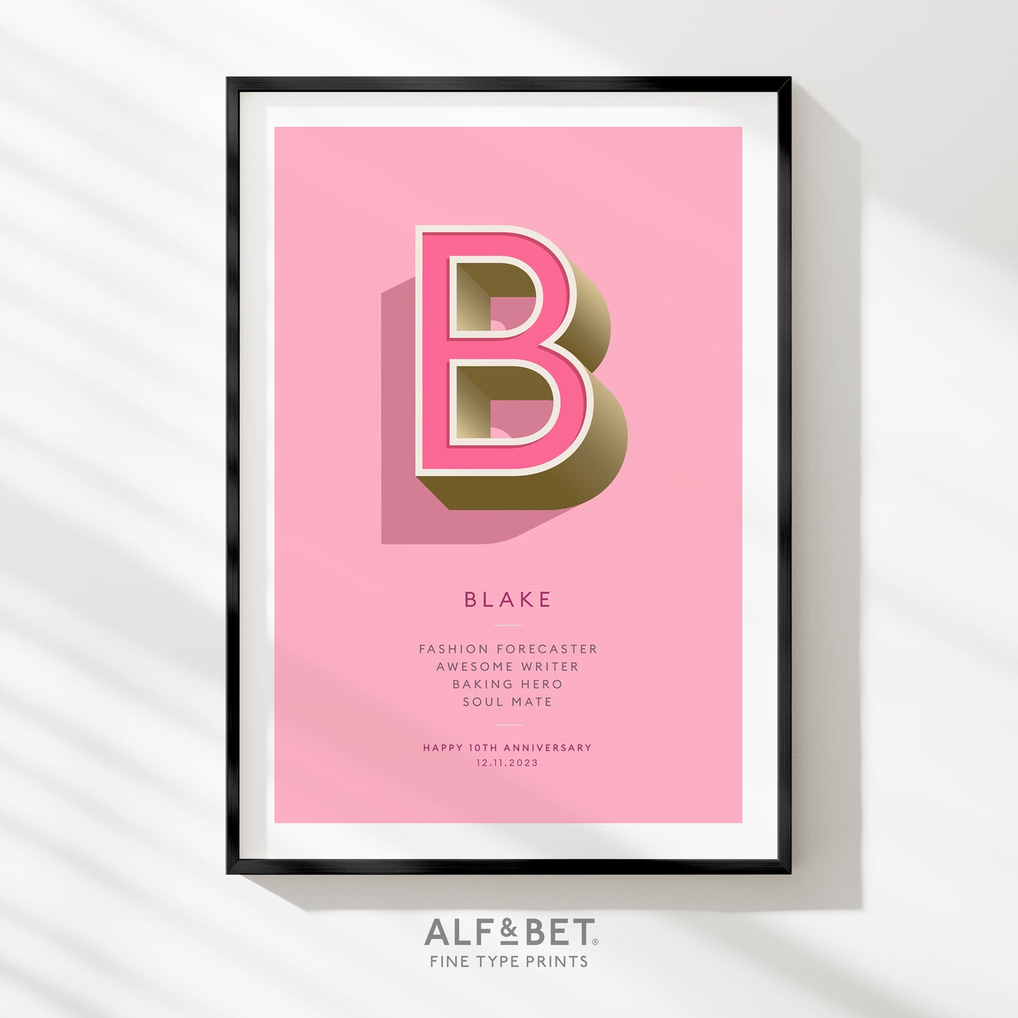 Pink Personalised Bridesmaid Print from Alf and Bet