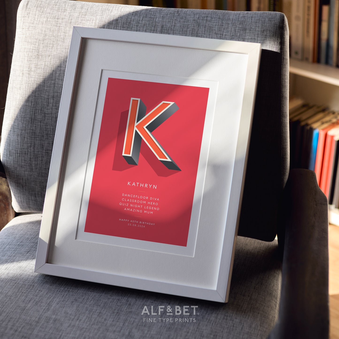 Red Personalised Teacher Print from Alf and Bet